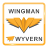 Logo featuring a stylized orange winged design with the text "WINGMAN" above and "WYVERN" below on a white background.
