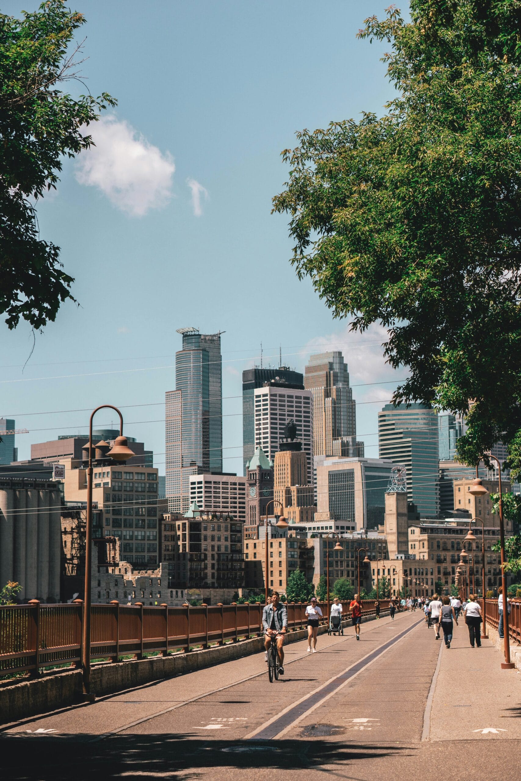 Minneapolis people riding bikes